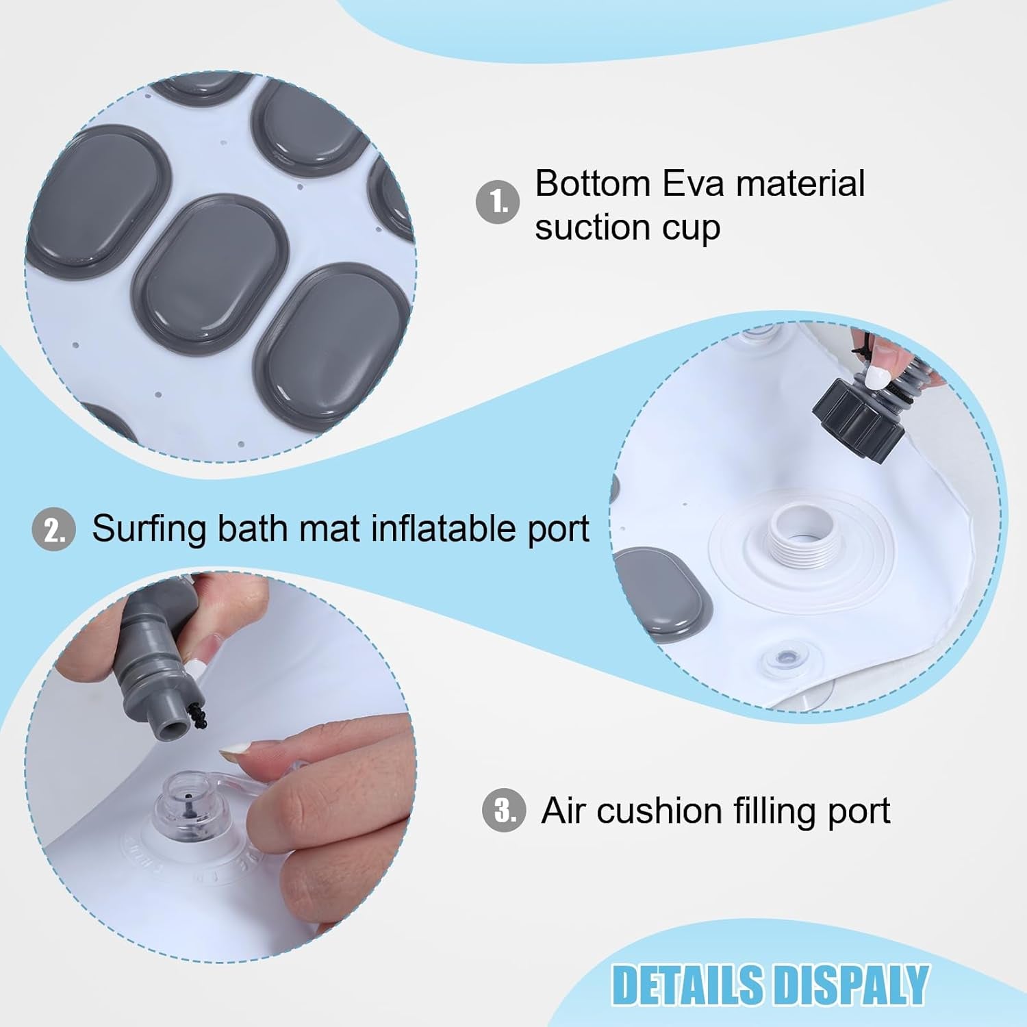 Electric Bubble Massage Mat,Bathtub Jets for Tub,Spa Waterproof Anti-Slip Mat, Electric Bathtub Bubble Massage Mat, Electric Air Pump and Adjustable Bubble Setting US