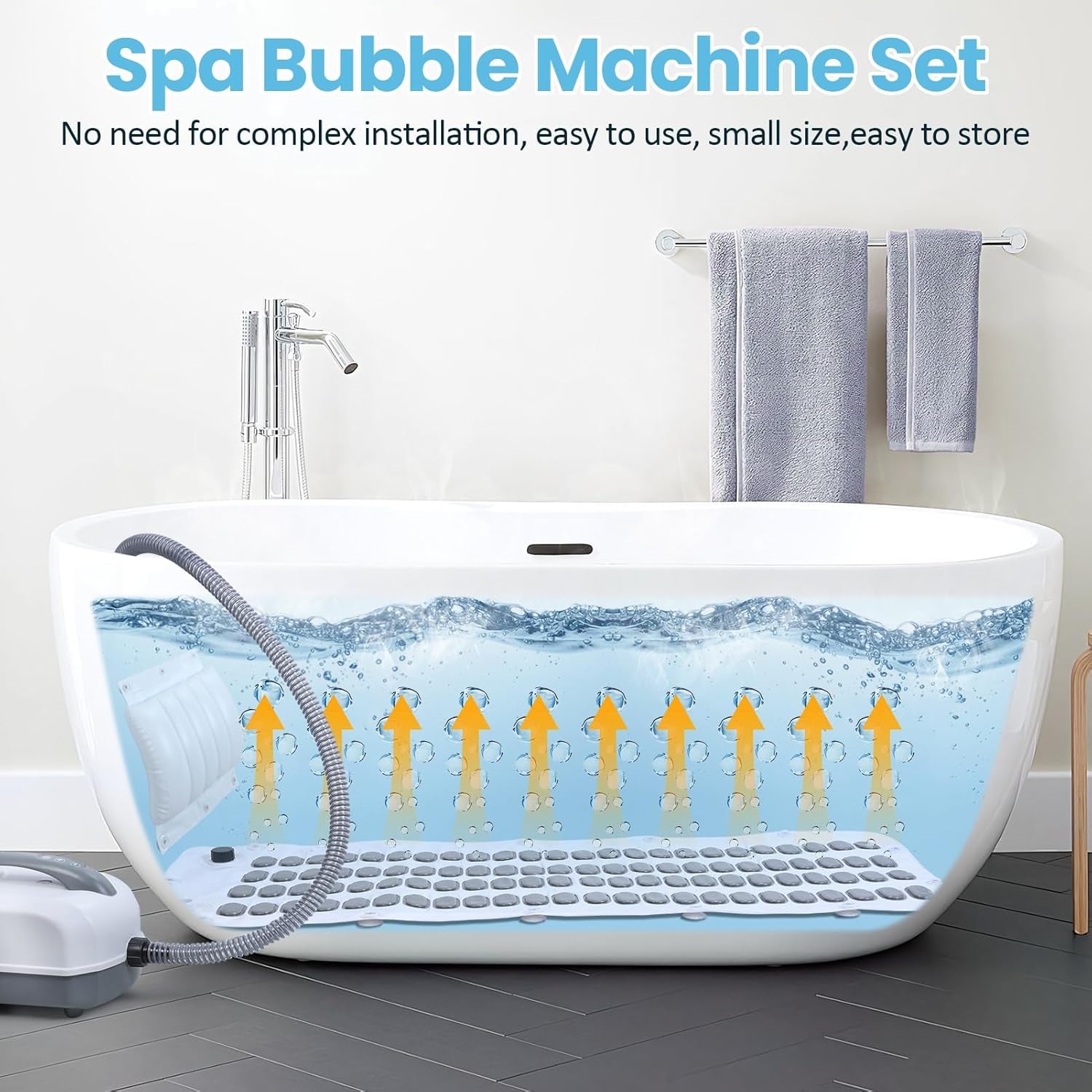 Electric Bubble Massage Mat,Bathtub Jets for Tub,Spa Waterproof Anti-Slip Mat, Electric Bathtub Bubble Massage Mat, Electric Air Pump and Adjustable Bubble Setting US