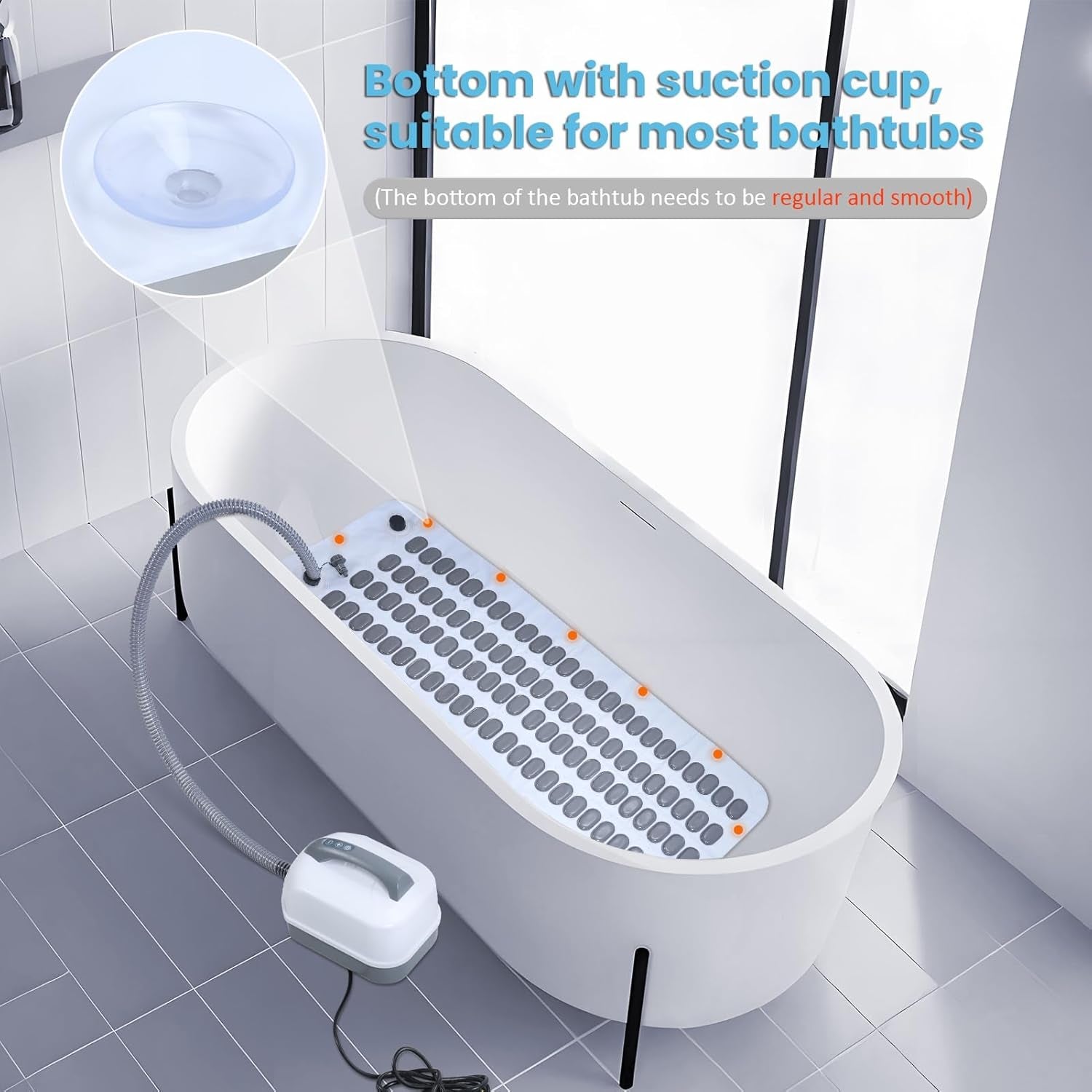 Electric Bubble Massage Mat,Bathtub Jets for Tub,Spa Waterproof Anti-Slip Mat, Electric Bathtub Bubble Massage Mat, Electric Air Pump and Adjustable Bubble Setting US